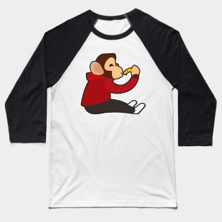 Monkey with Piece of Pizza Baseball T-Shirt